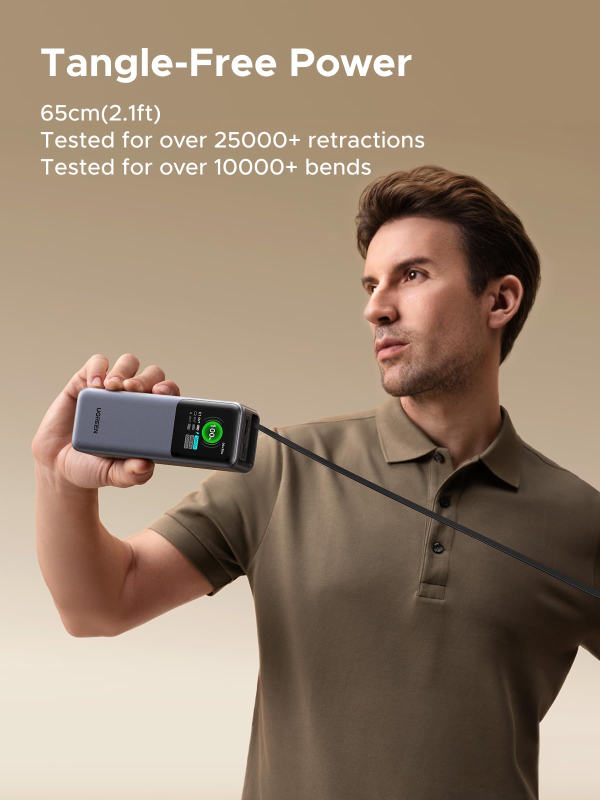 UGREEN Neoxde Pro 165W Power Bank 20000mAh with Built-in Retractable USB C Cable