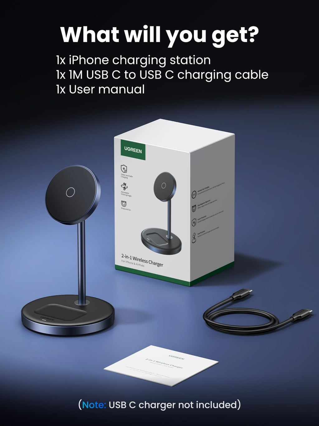 UGREEN 15W 2-in-1 Magsafe Charger