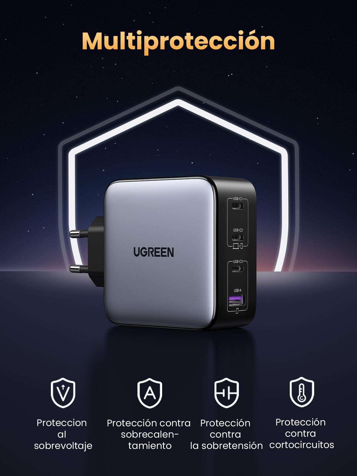 UGREEN Nexode Cargador USB C 100 W con 4 Puertos