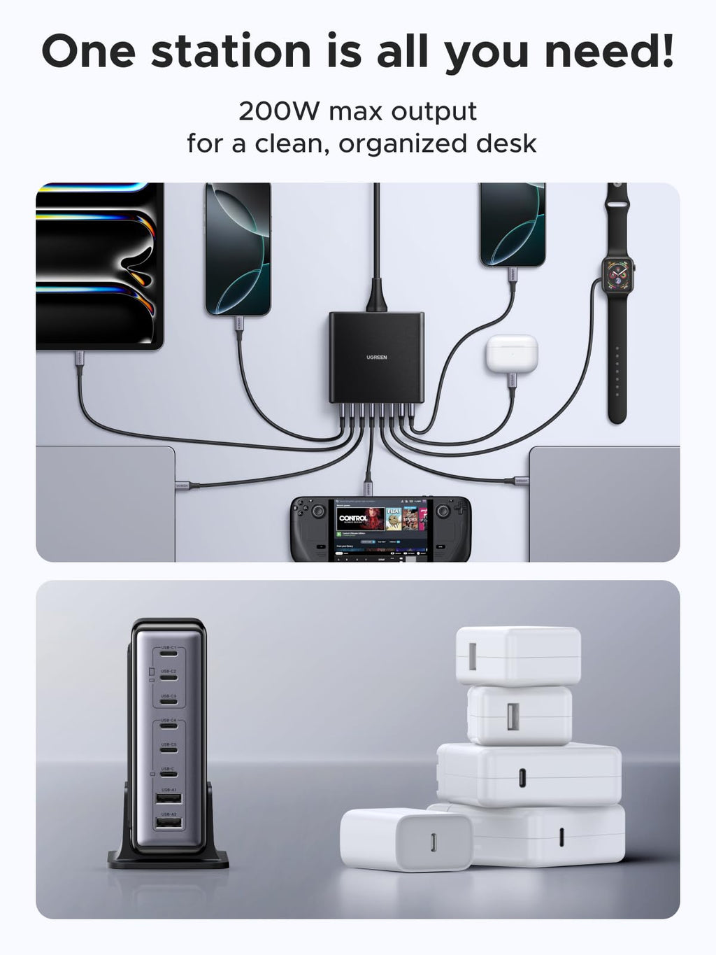UGREEN Zapix 200W 8-Port Desktop Charger