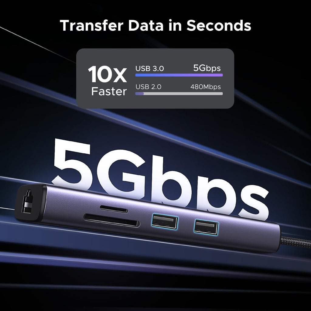 UGREEN Revodok موزع USB-C ‏7 في 1 (إيثرنت وقارئ بطاقات)
