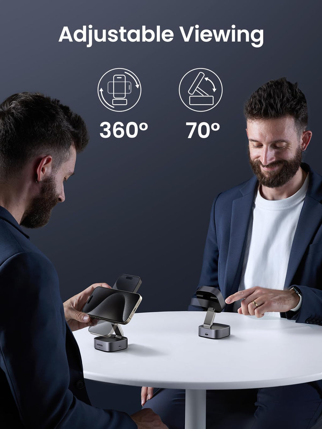 UGREEN MagFlow Qi2 15W 2-in-1 Wireless Charger