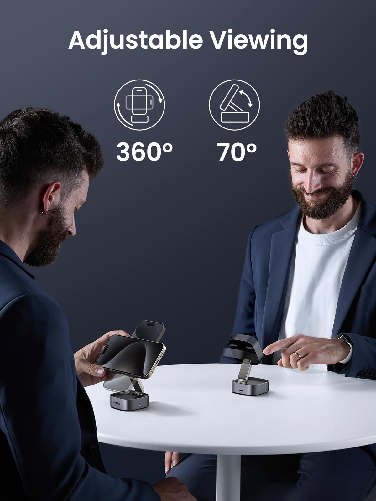 UGREEN MagFlow Qi2 15W 2-in-1 Wireless Charger