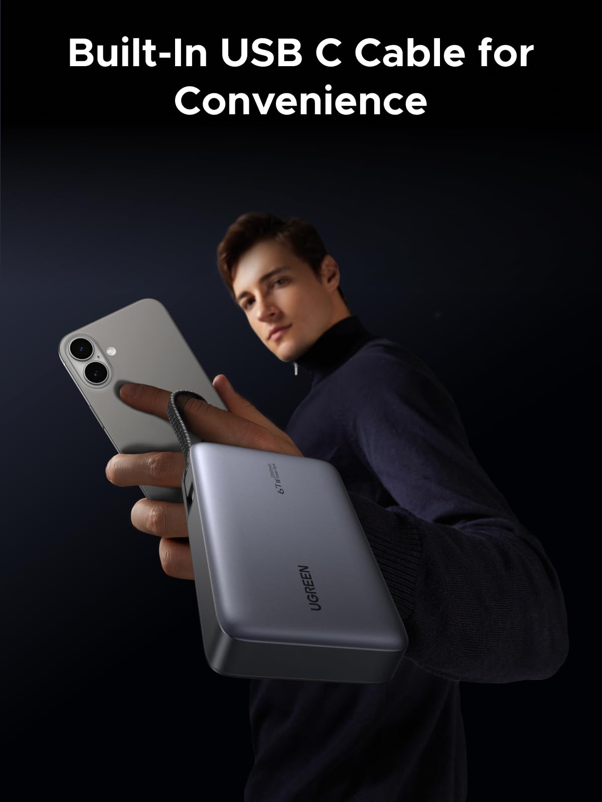 UGREEN Nexode Pin Dự Phòng 20000mAh 67W kèm Cáp USB-C Tích Hợp