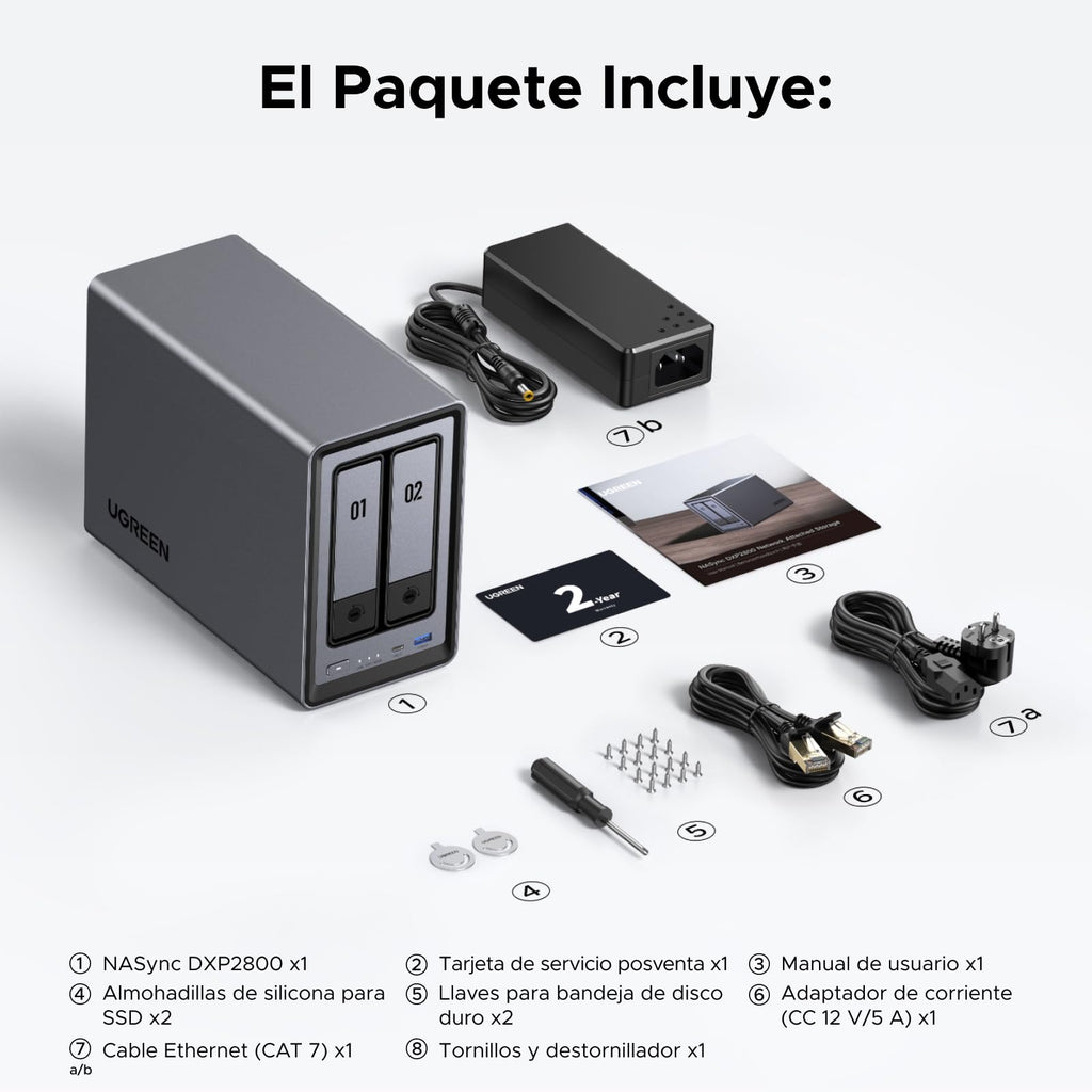 UGREEN NASync DXP2800, NAS de Escritorio de 2 bahías, CPU Intel N100 de Cuatro núcleos
