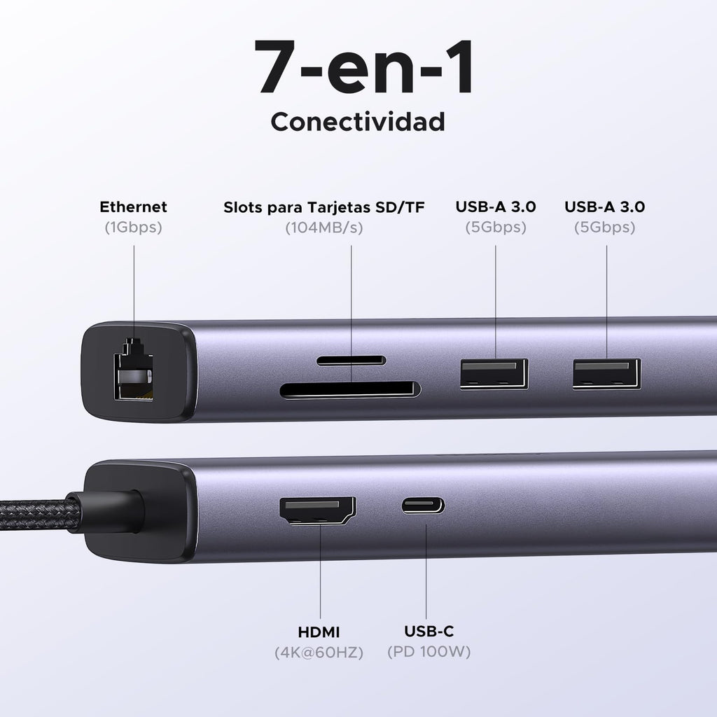 UGREEN Revodok 107 Hub USB C HDMI 4K 60Hz Adaptador Tipo C