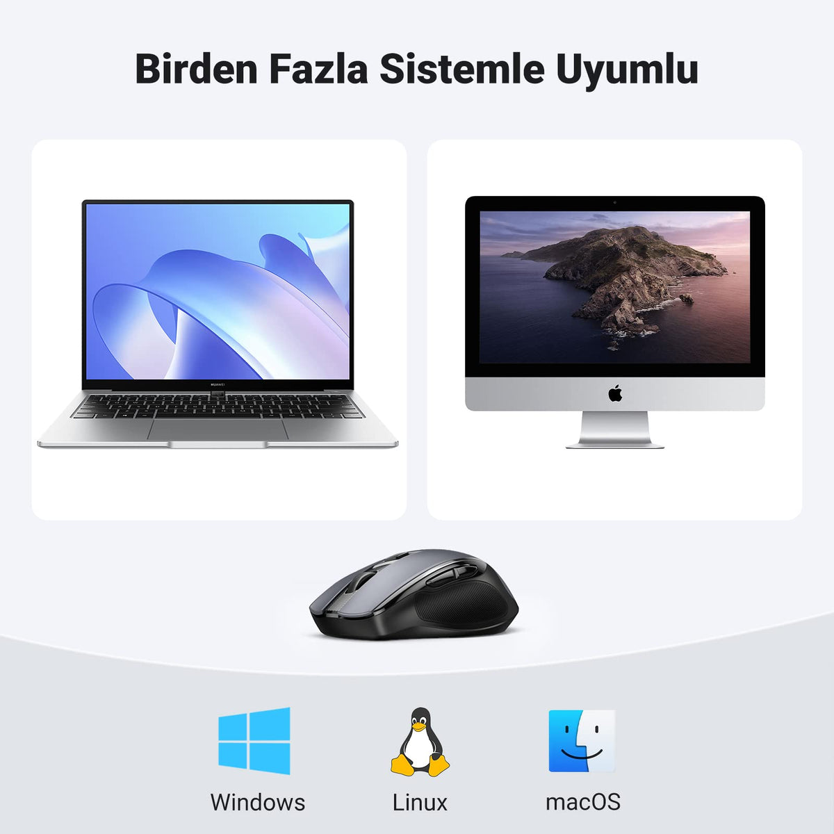 UGREEN Ergonomik Kablosuz Mouse 2.4G