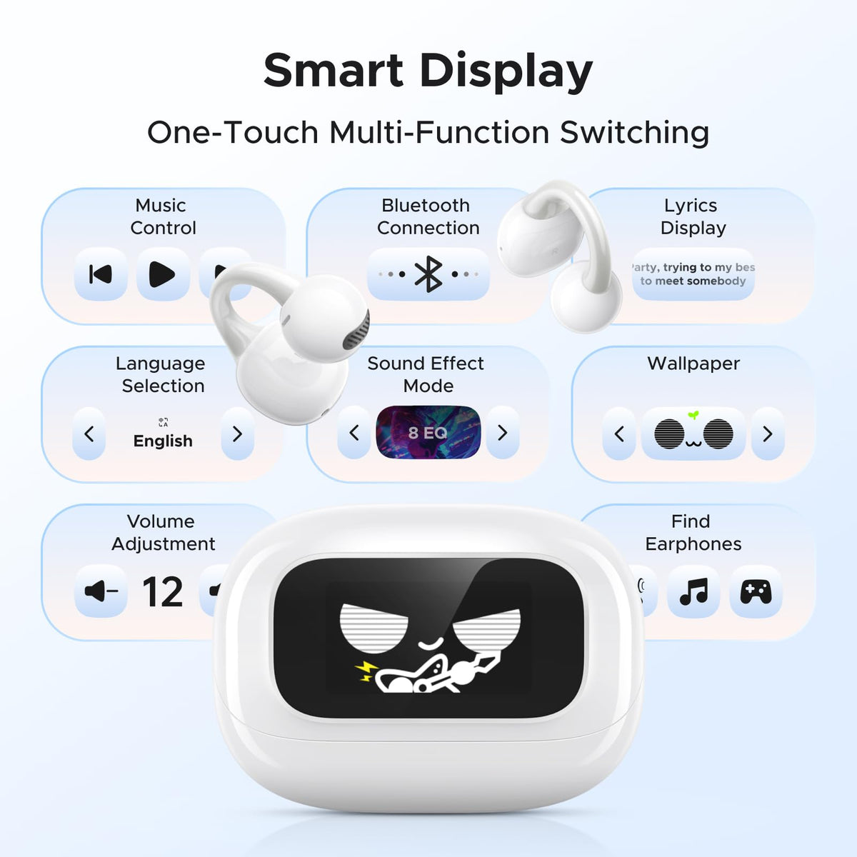 Tai Nghe UGREEN ClipBuds Magic Open-ear kèm Màn Hình Cảm Ứng Thông Minh