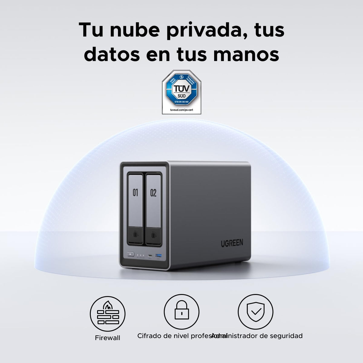 UGREEN NASync DXP2800, NAS de Escritorio de 2 bahías, CPU Intel N100 de Cuatro núcleos