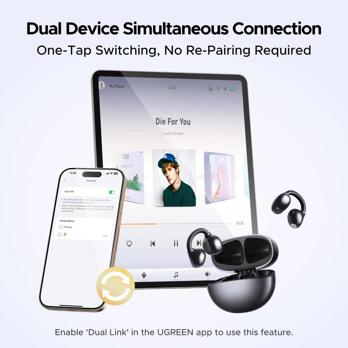 Tai Nghe UGREEN ClipBuds Không Dây Open-ear