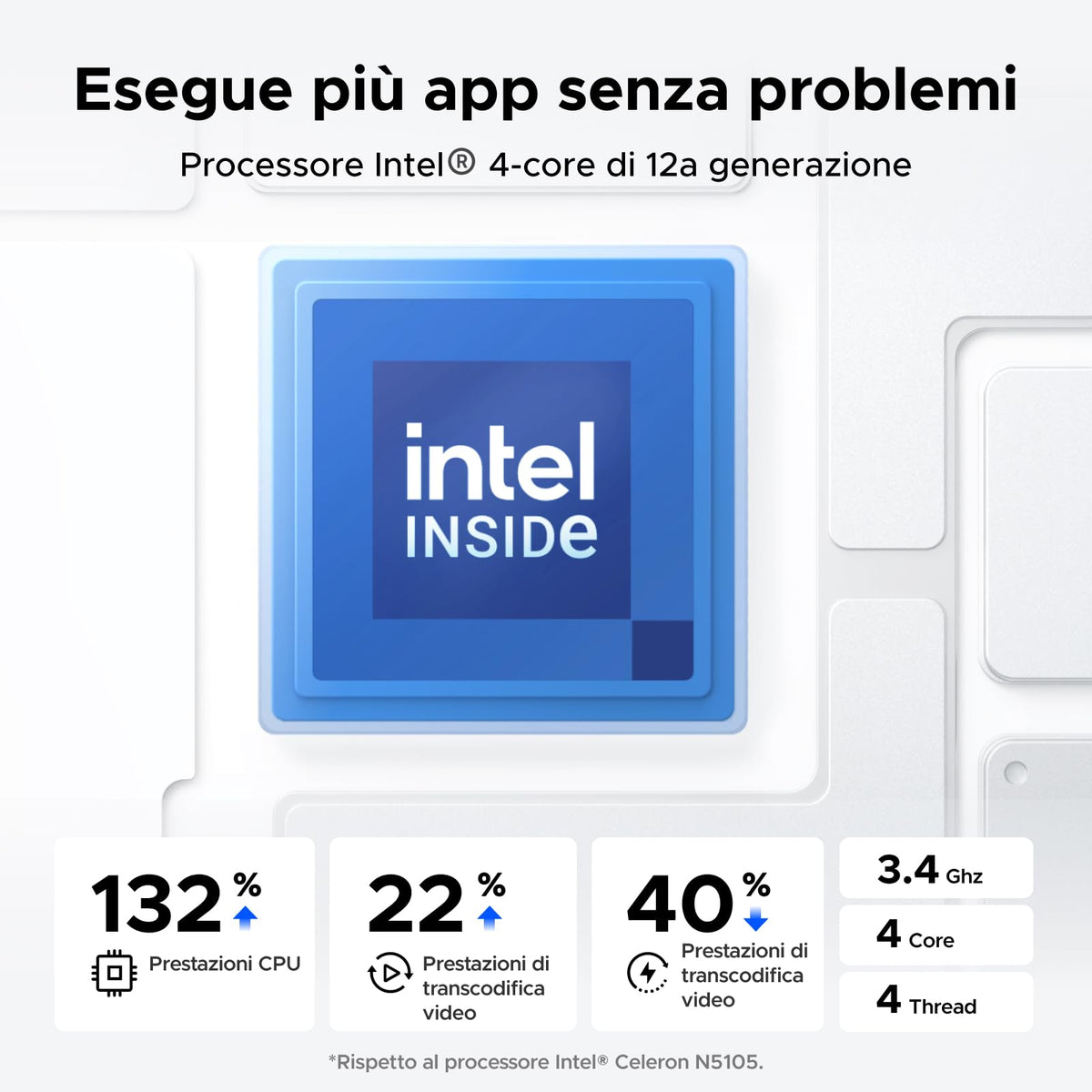 UGREEN NASync DXP4800, NAS desktop a 4 bay, CPU Intel N100 Quad-core, 8 GB di RAM DDR5