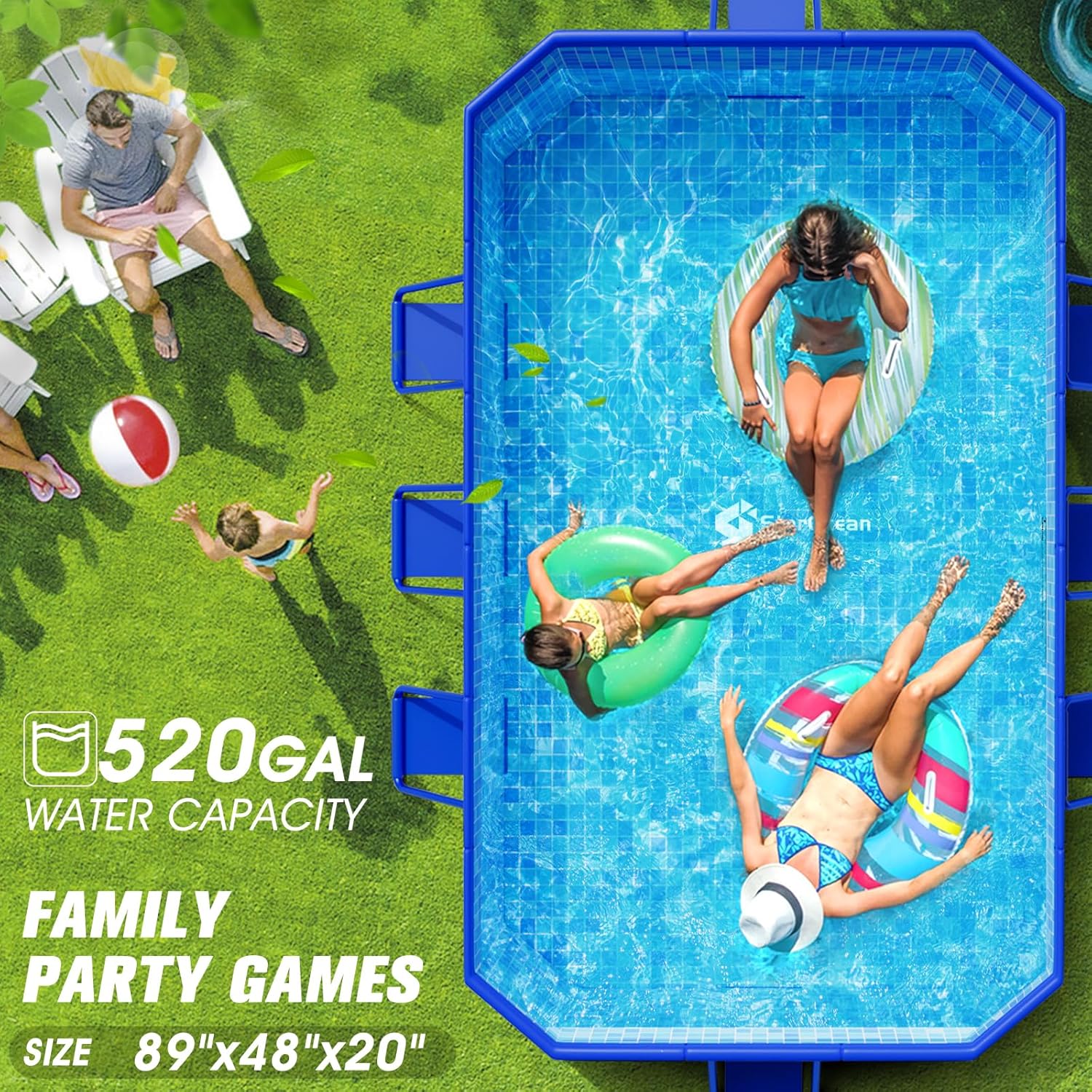 Foldable Pool Large Non-Inflatable Swimming Pool Kids Adult Collapsible Pools Hard Plastic Shell