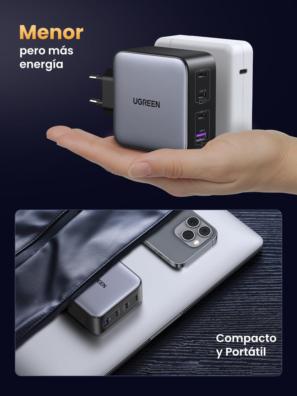 UGREEN Nexode Cargador USB C 100 W con 4 Puertos