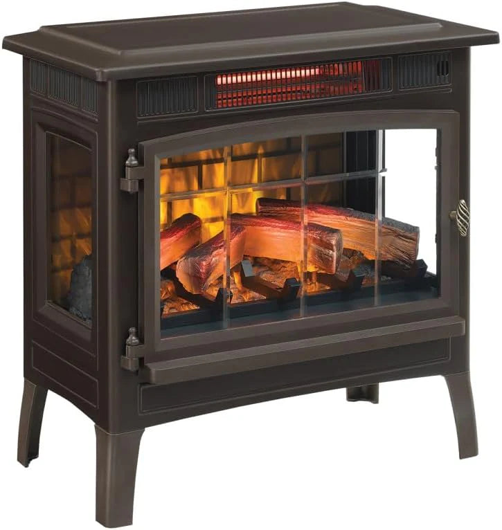 Freestanding Electric Fireplace Stove Heater with 3D Flame Effect for 1,000 Sq. Ft