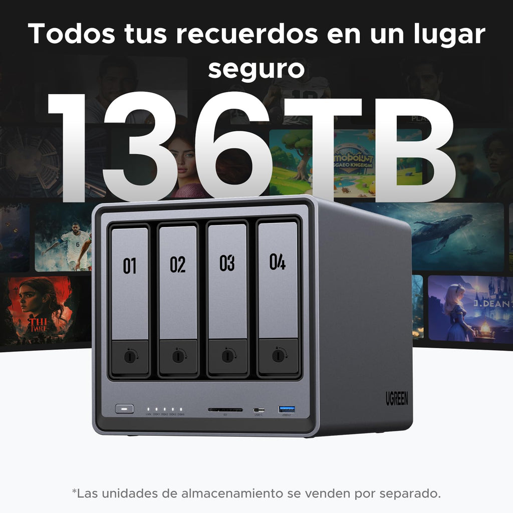 UGREEN NASync DXP4800, NAS desktop a 4 bay, CPU Intel N100 Quad-core, 8 GB di RAM DDR5