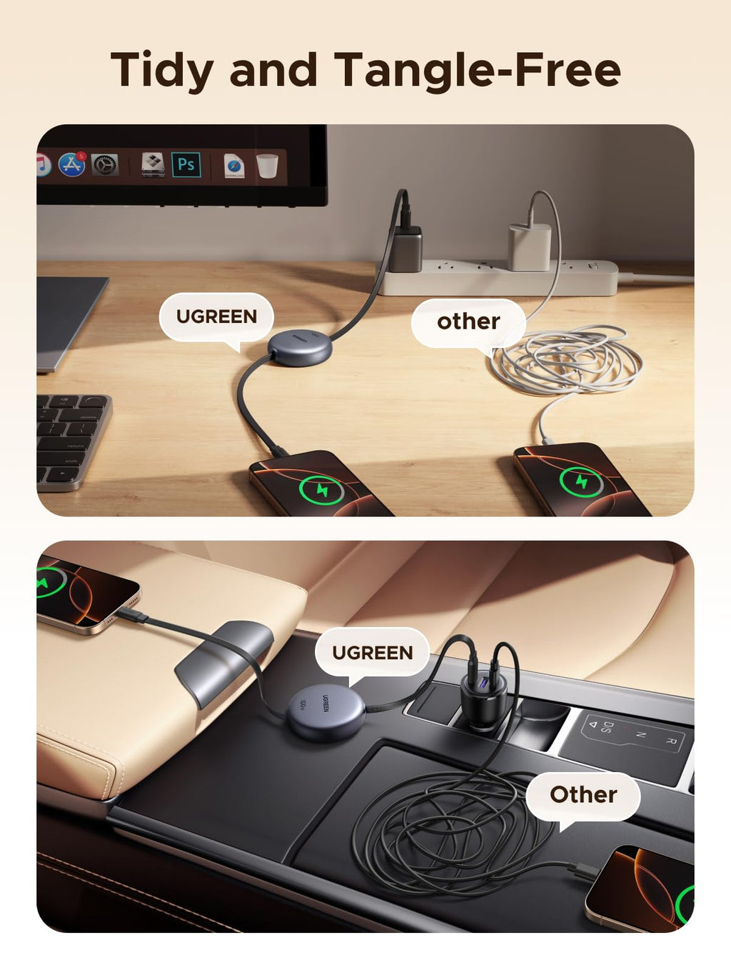 UGREEN 100W Nexode Retractable USB C to USB C Cable
