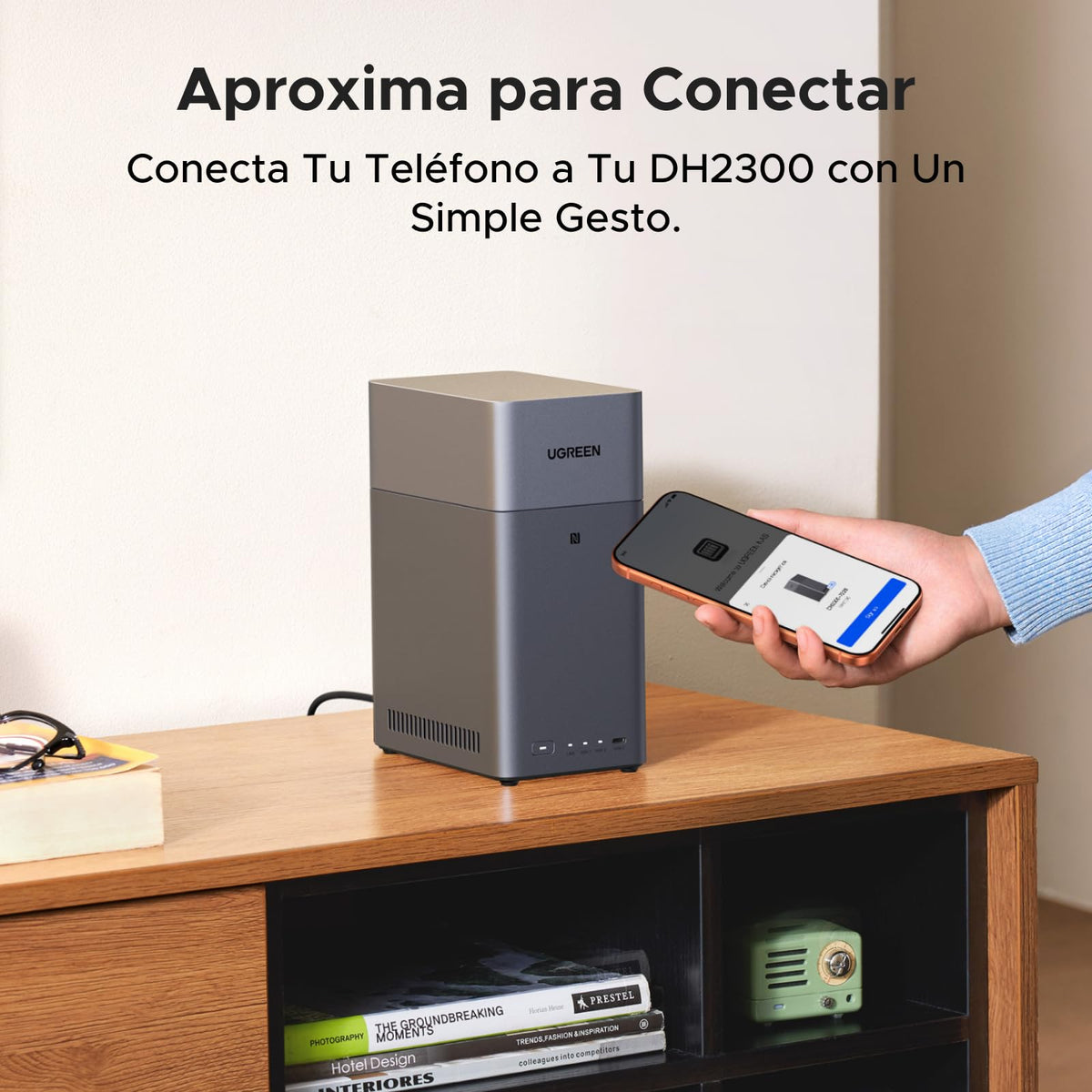 UGREEN NASync DH2300 NAS de Escritorio 2 Bahías, 4GB RAM, Conexión NFC One-Touch