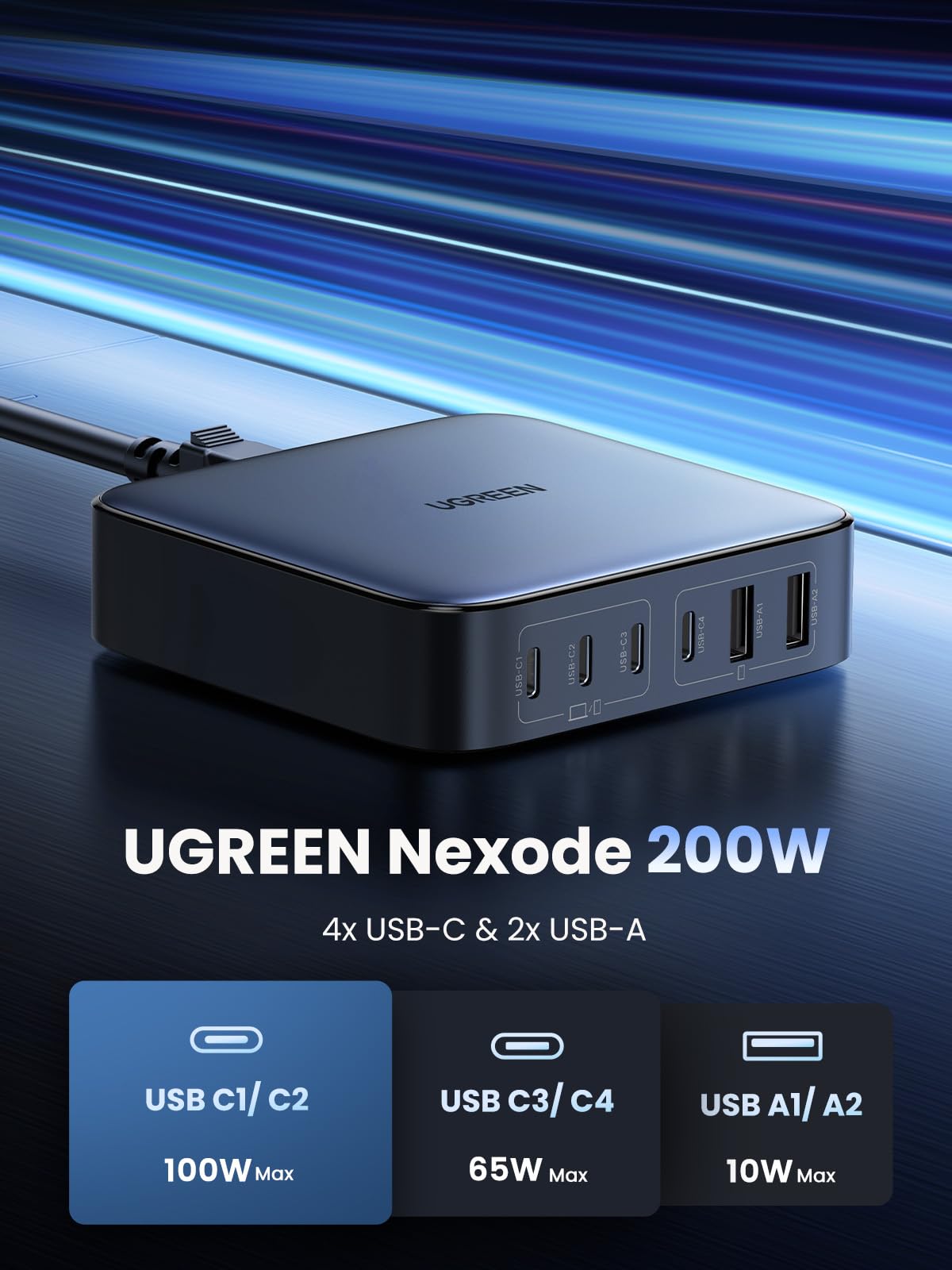 UGREEN Nexode 200W 6-Port Desktop Charger