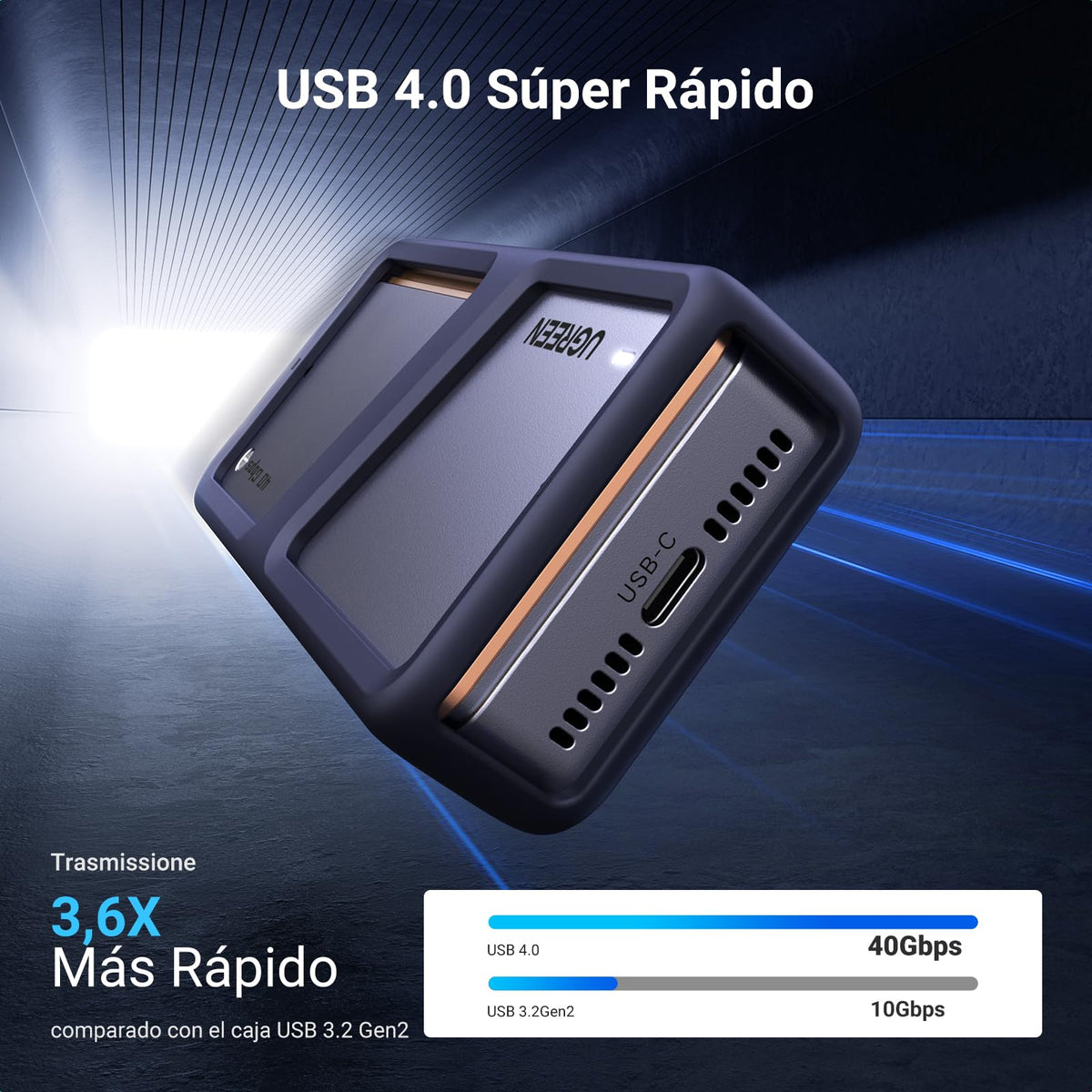 UGREEN Caja SSD M.2 NVMe 40Gbps, Carcasa M.2 PCIe UASP Trim USB 4.0