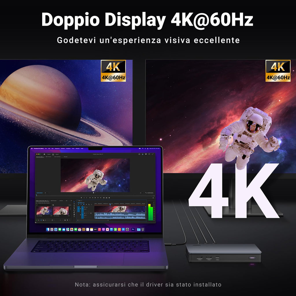 UGREEN Revodok Pro 209 Docking Station 9 In 1 Doppio Schermo 4K60Hz