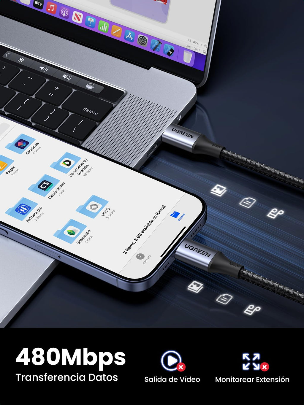UGREEN Cable USB C Carga Rápida 240W