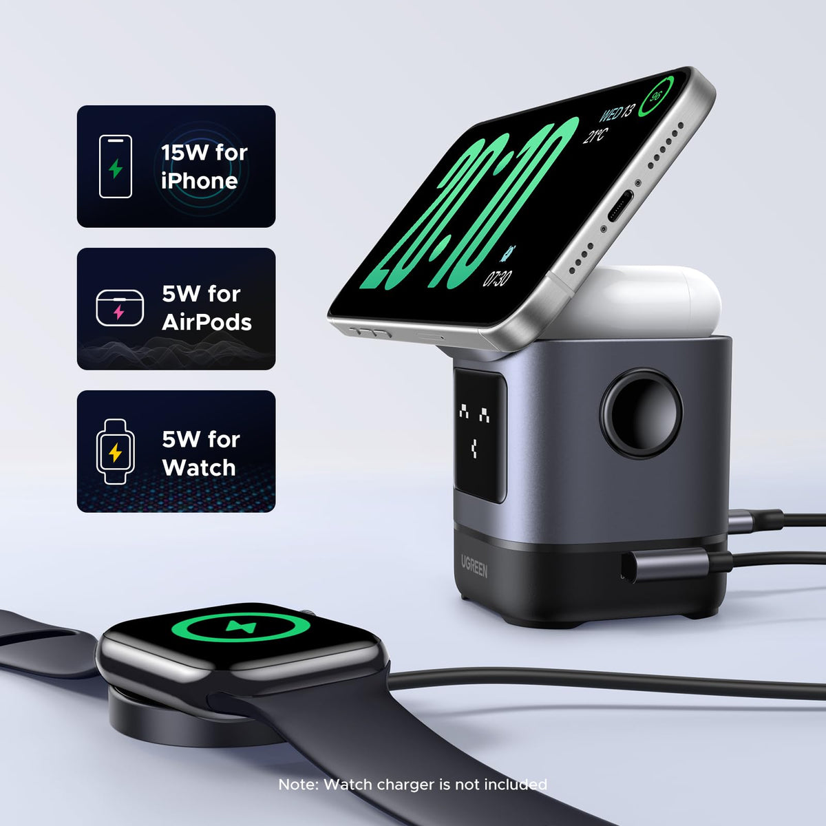 UGREEN Uno 15W 2-in-1 Magnetic Wireless Charger