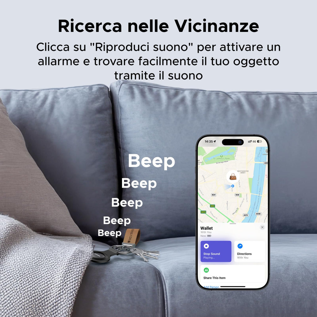 UGREEN FineTrack Mini Tag Localizzatore Bluetooth SmartTag Tracker Supporta iOS Batteria da 18 Mesi Tracker
