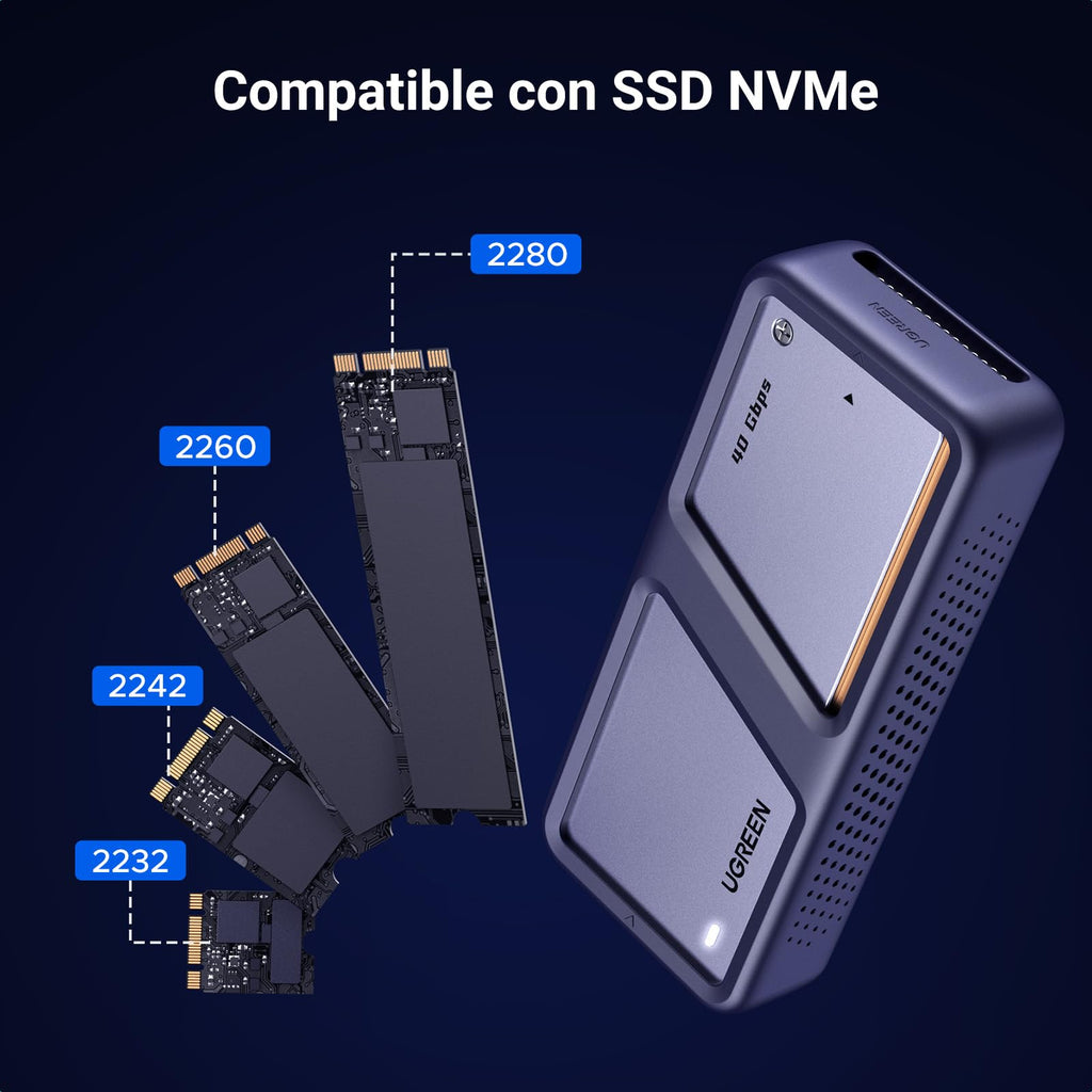 UGREEN Caja SSD M.2 NVMe 40Gbps, Carcasa M.2 PCIe UASP Trim USB 4.0