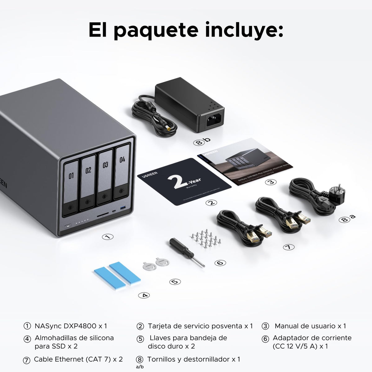 UGREEN NASync DXP4800, NAS de escritorio de 4 bahías, CPU Intel N100 de cuatro núcleos