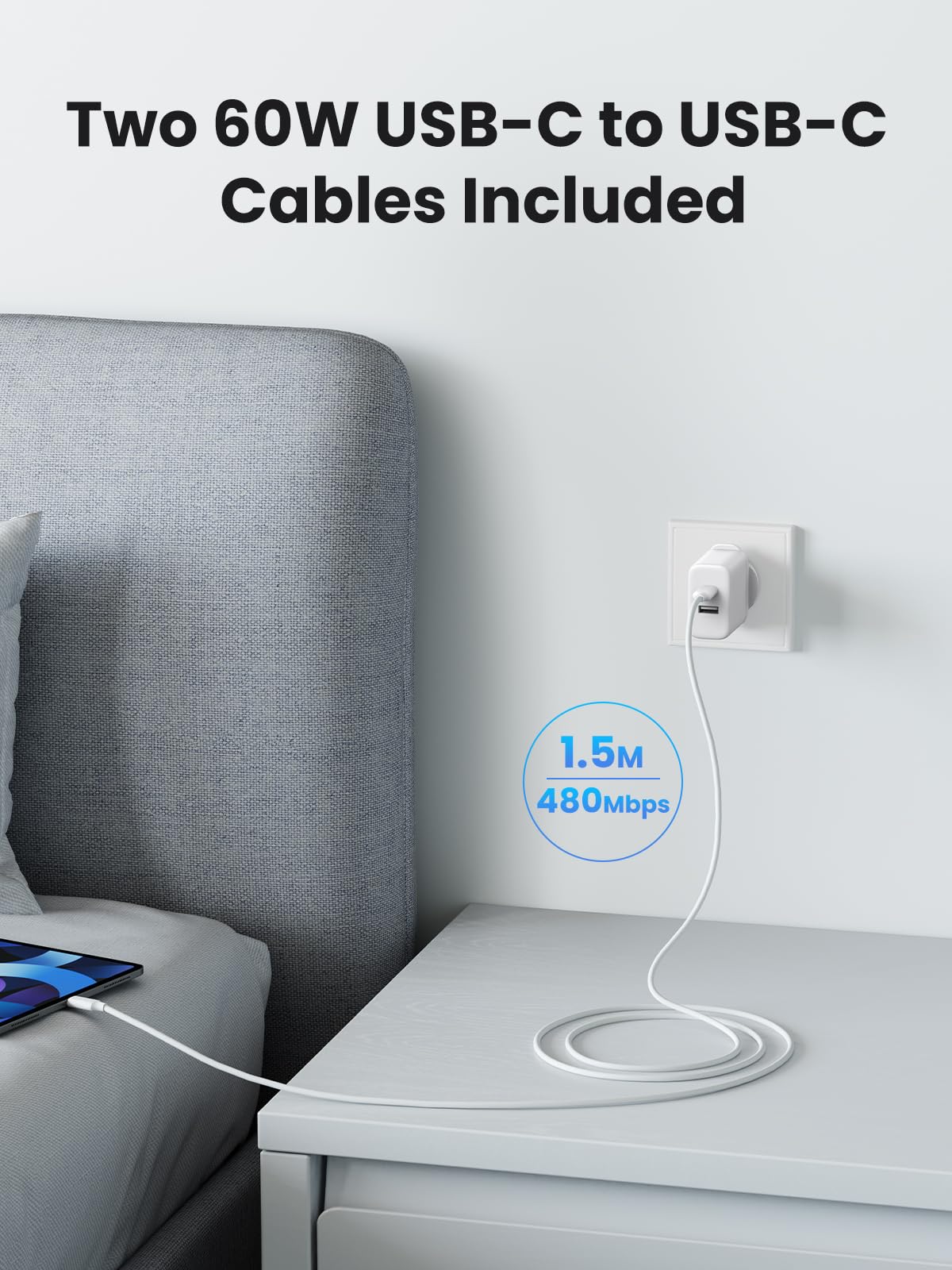 UGREEN Zapix 20W 2-Port Charger with USB-C Cable