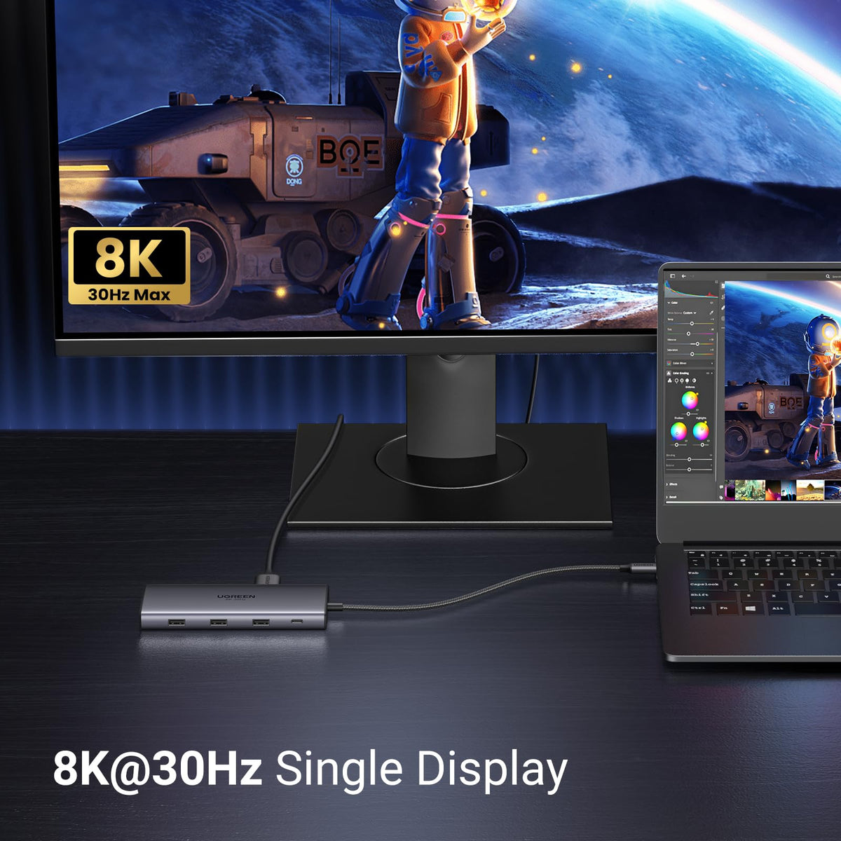 UGREEN Revodok Pro 210 موزع USB-C ‏10 في 1 (منفذ 4K@60Hz ×1، منفذ 8K@30Hz ×1)