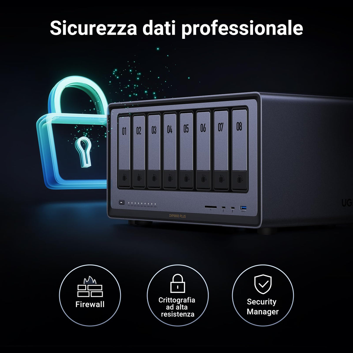 UGREEN NASync DXP8800 Plus 8-Bay Desktop NAS, CPU Intel i5 1235u 10-Core