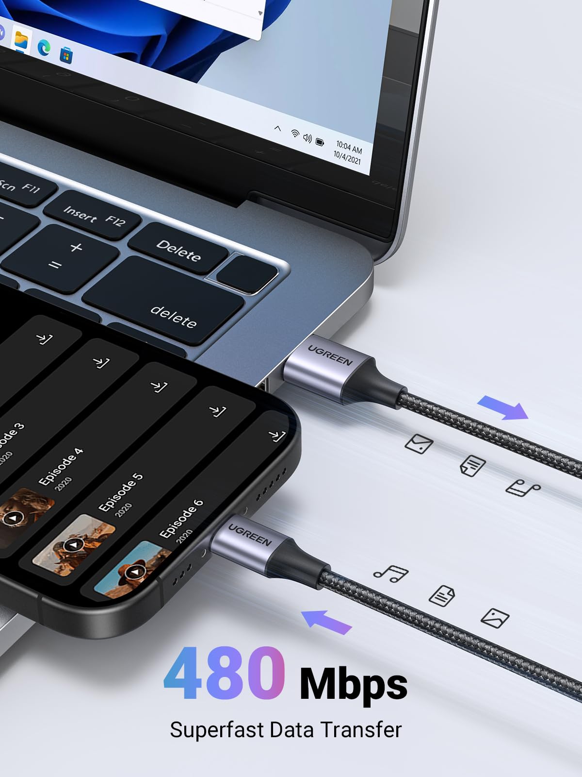 UGREEN USB A to USB C Nylon Braided Cable 18W