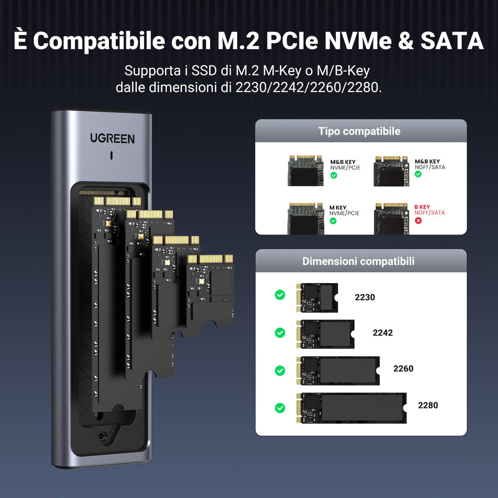 UGREEN Case SSD M.2 NVMe NGFF USB C 3.2 Gen 2