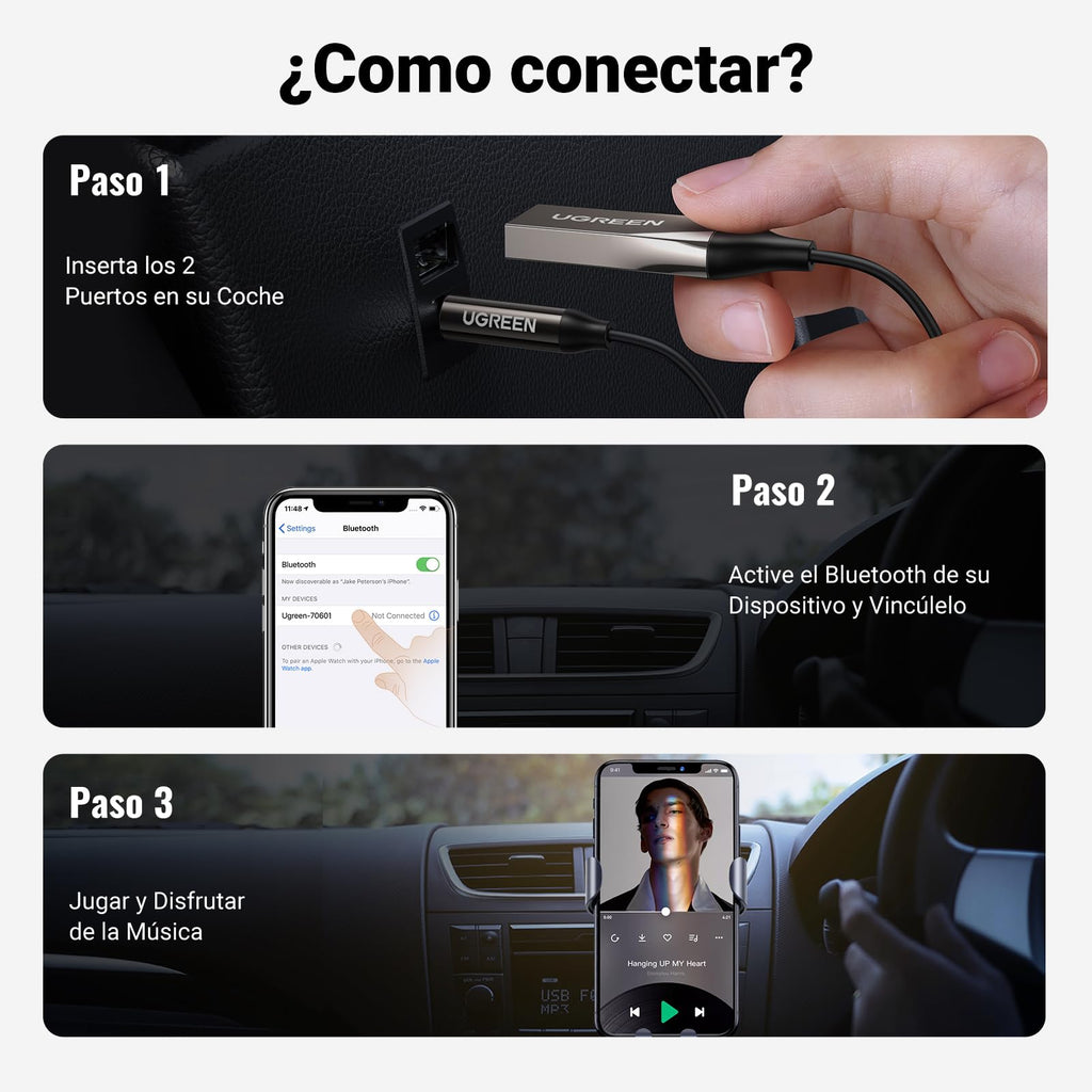 UGREEN Receptor Bluetooth 5.4 Adaptador Jack 3.5mm