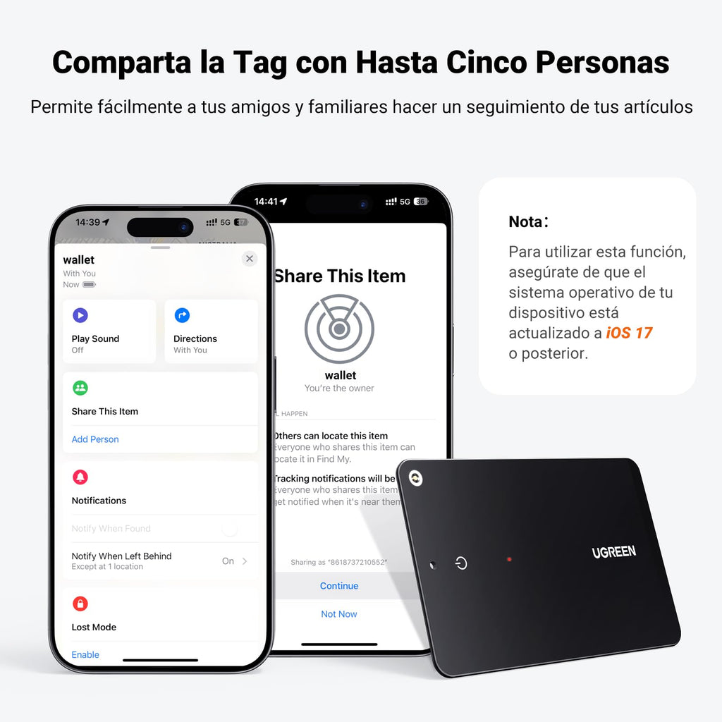 UGREEN FineTrack Slim Smart Finder Localizador Solo iOS Bluetooth Tracker 