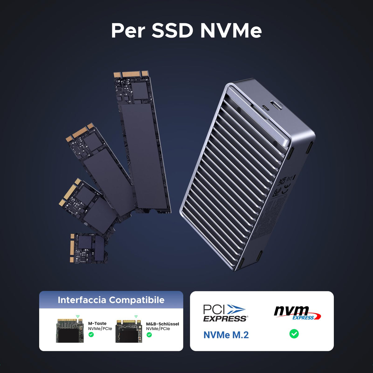 UGREEN Case Esterno per SSD M2 NVMe da 40Gbps, Enclosure USB 4