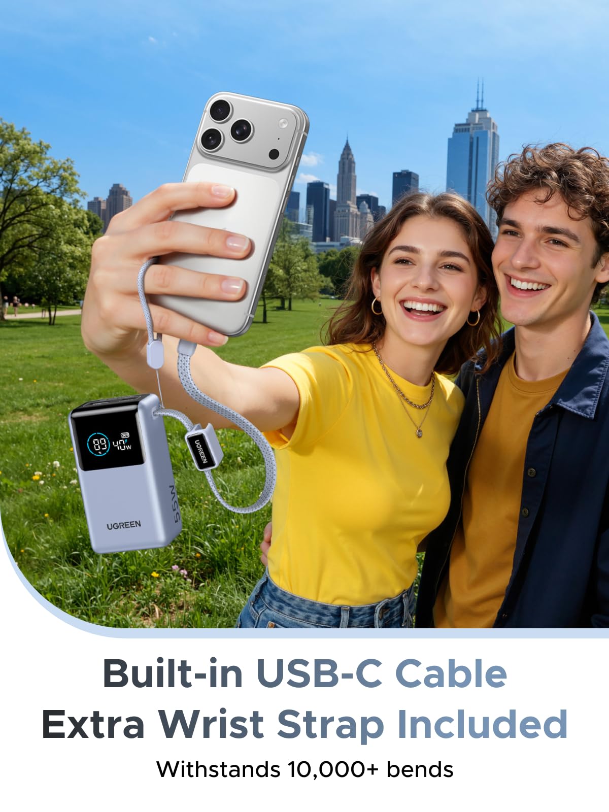 UGREEN Nexode พาวเวอร์แบงค์ 10000mAh 55W พร้อมสาย USB-C ในตัว