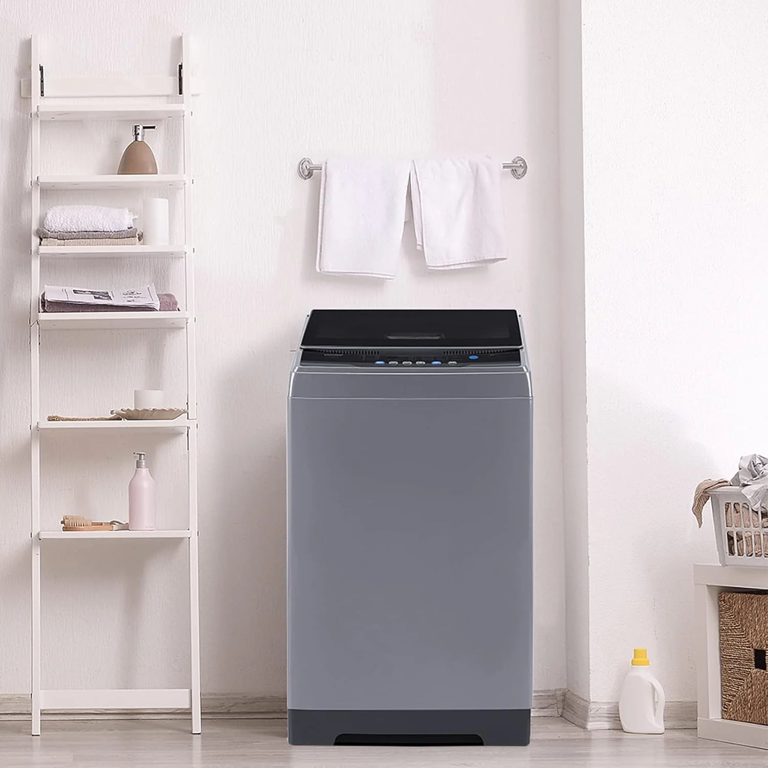 Comfee Portable Washing Machine 0.9 Cubic Feet Compact Washing Machine with LED Display 2 Built-in Drums Space Saving Fully Automatic Washing Machine
