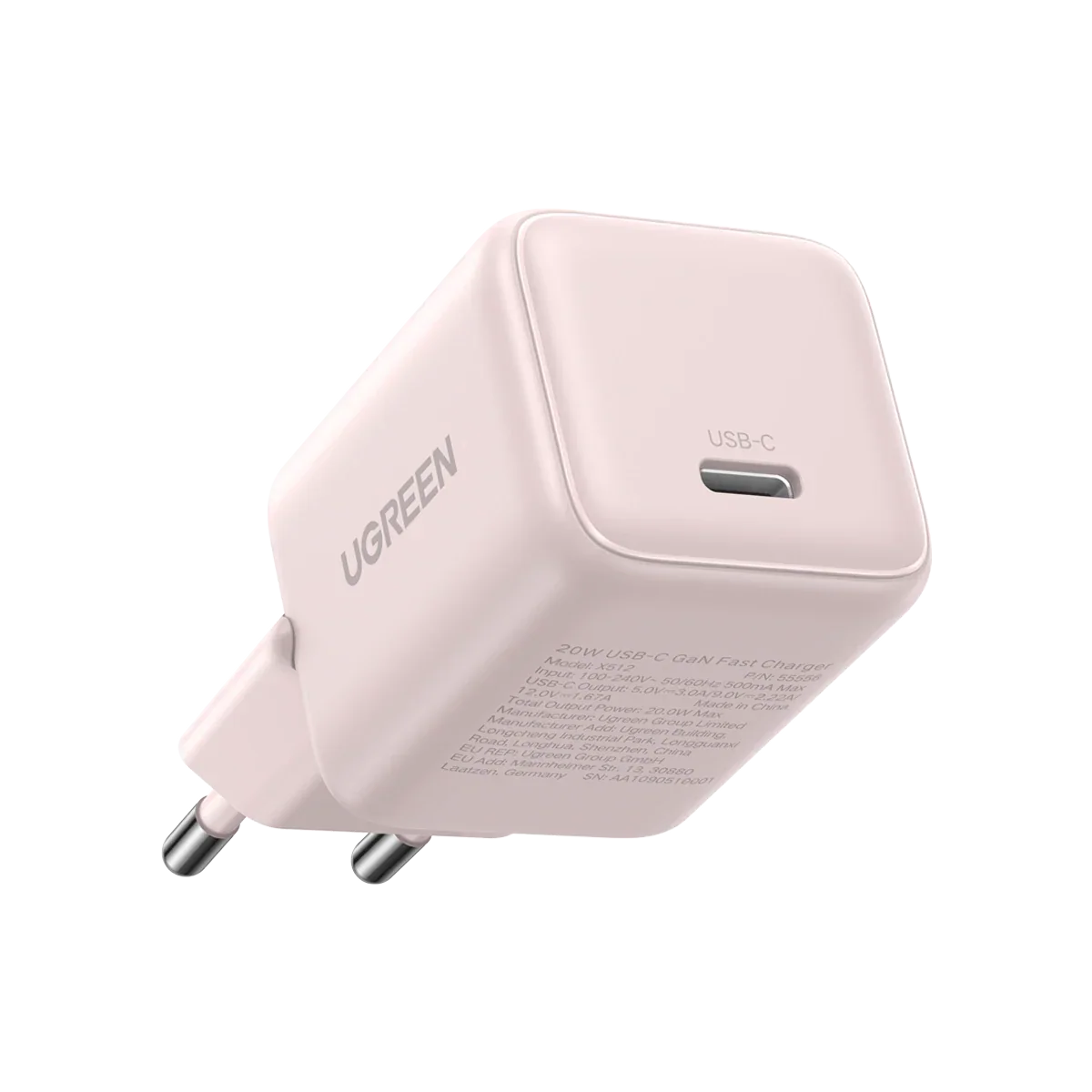 UGREEN Charger USB-C GaN Fast 20W EU Pink