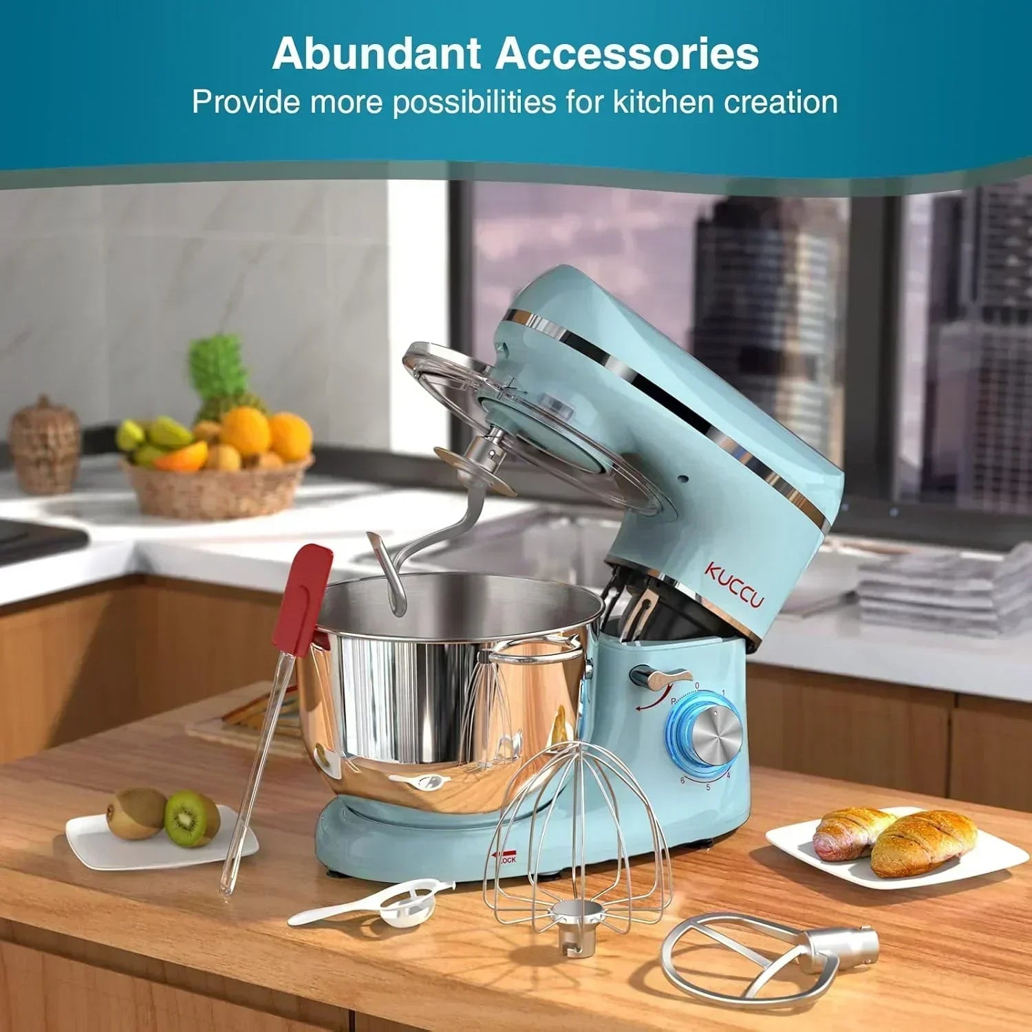 Stand Mixer 6.5 Qt 660W 6-Speed Tilt-Head Food Dough Mixer Kitchen Electric Mixer Stainless Steel