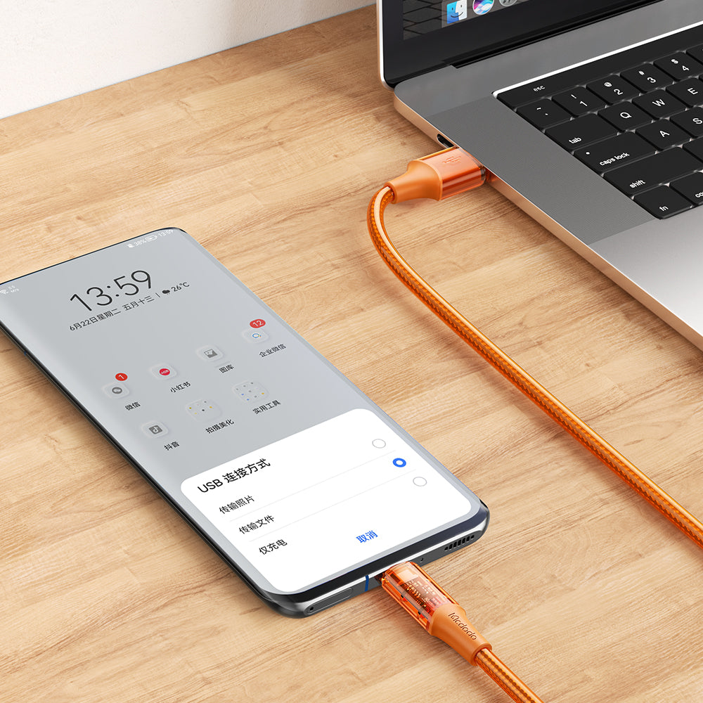 Mcdodo Amber Series 6A USB-A to USB-C Transparent Cable (1.2/1.8M)
