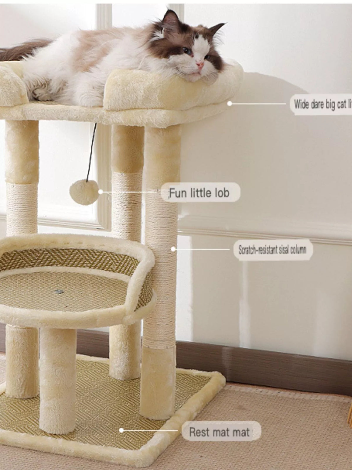 Plush Cat Tree Condo with Scratching Posts