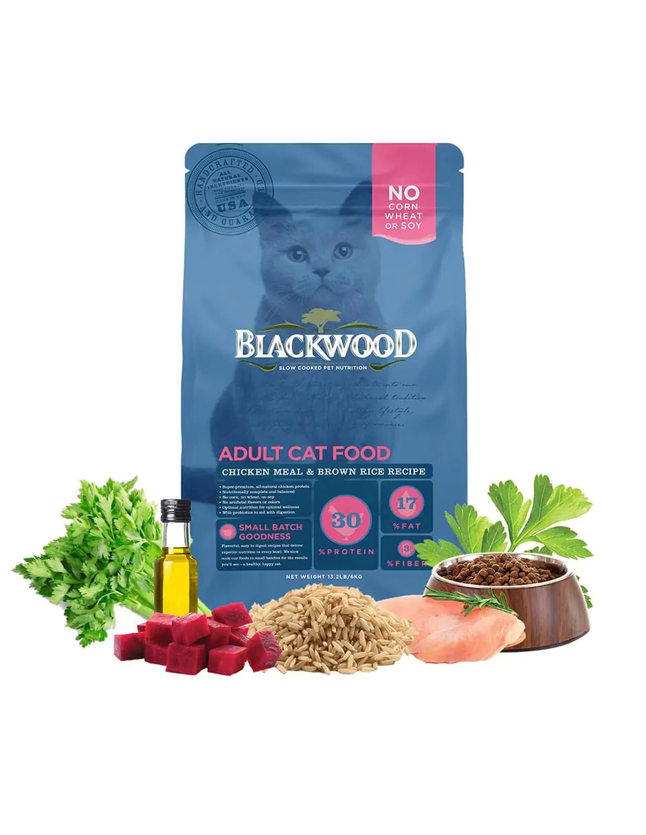 Blackwood Pet Cat Food Made In USA Super Premium Dry Cat Food For Adult Indoor and Senior Cats Chicken Meal and Brown Rice Recipe 13.2 Pound