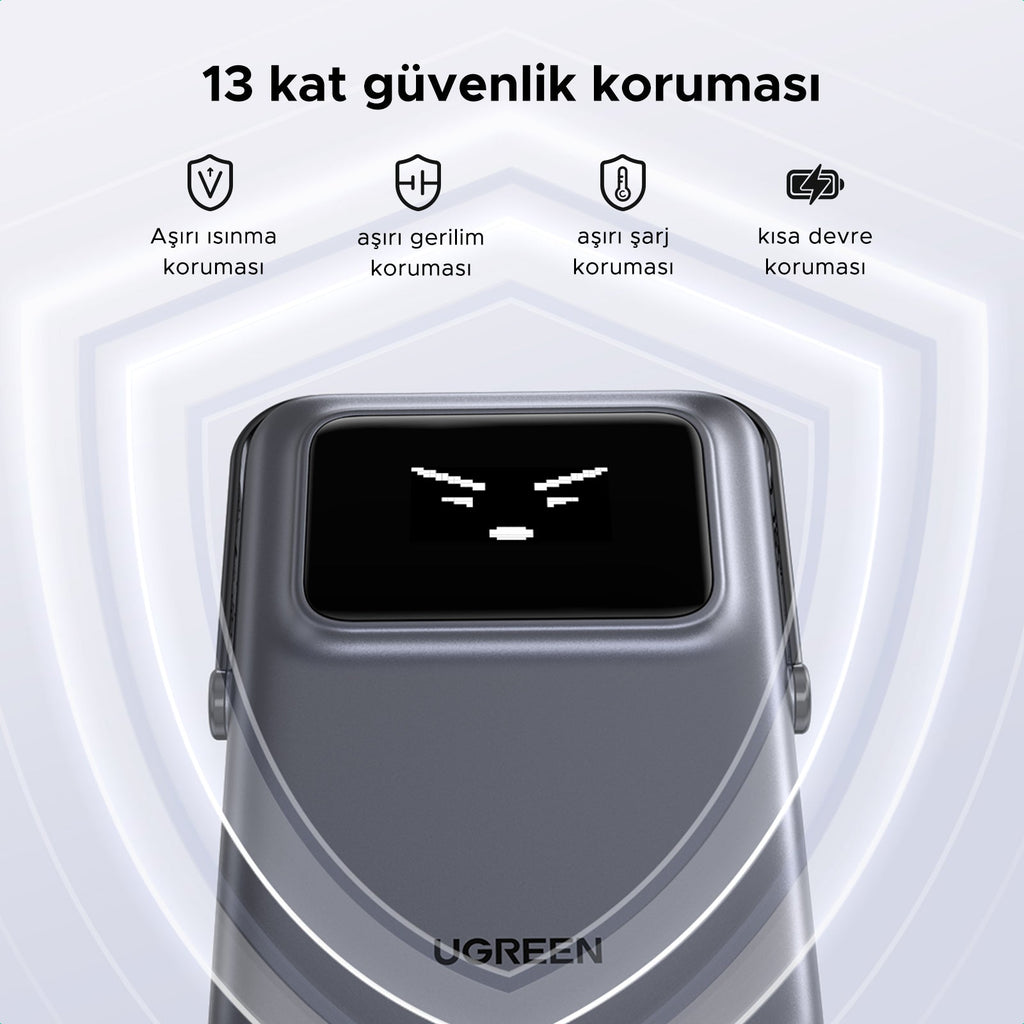 UGREEN Uno Manyetik Kablosuz Powerbank 10000mAh Qi 20W (Gri)