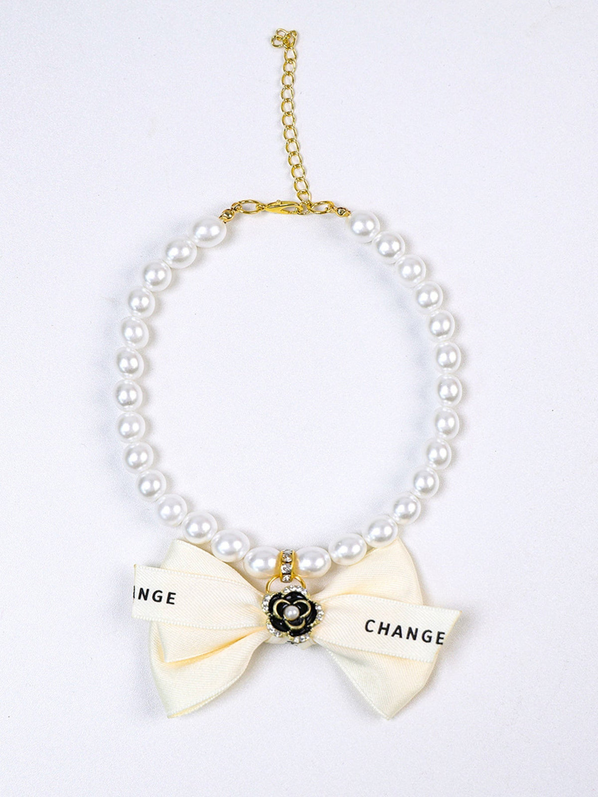 Pearl Bowknot Pet Necklace