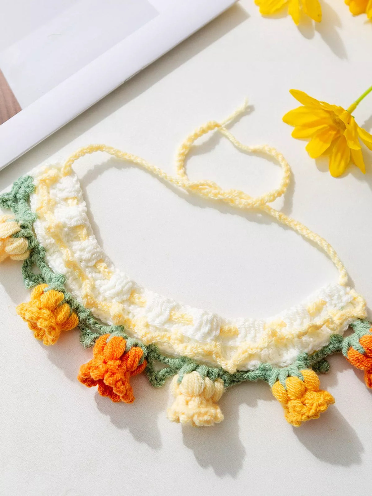 Handmade Crochet Floral Pet Scarf