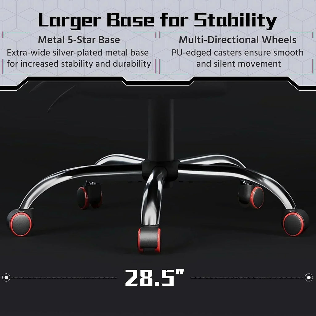 Gaming Chair with Massage Lumbar Support and Footrest Height Office Gaming Chair