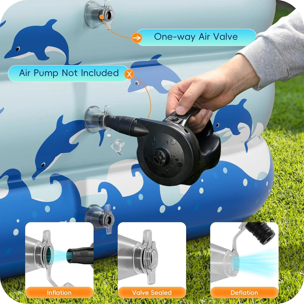Inflatable Swimming Pool with Seats, 130 x 72 x 22 Full-Sized Durable PVC Thickened Above Ground Family Blow Up Pool for Outdoor Summer Water Party Backyard Garden Lawn