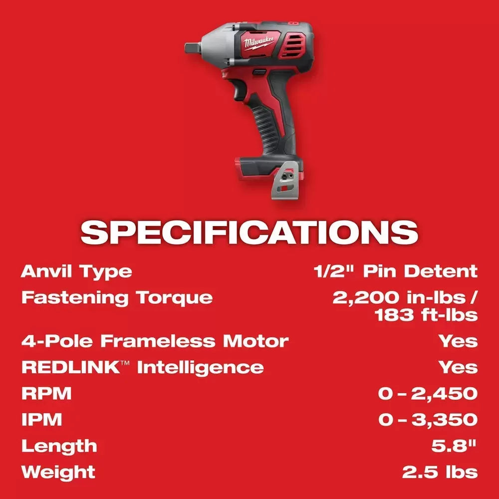 Milwaukee Pre-Sale 2659-20 M18 18V 1/2-Inch Impact Wrench w/ Belt Clip - Bare Tool